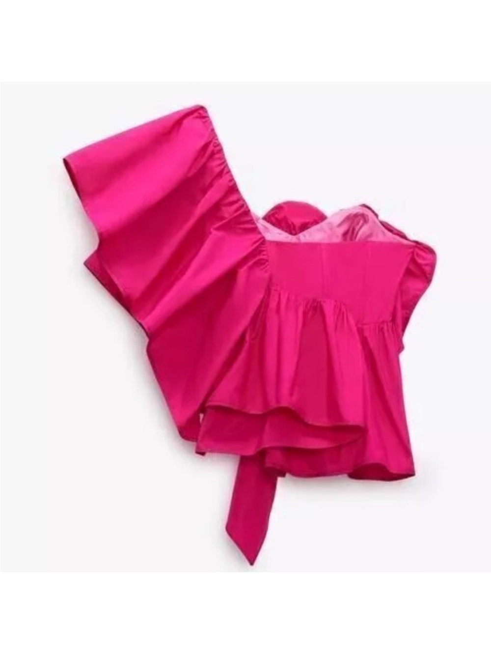 Zara Hot Pink Statement Off-Shoulder Ruffle Top - Picture 7 of 10